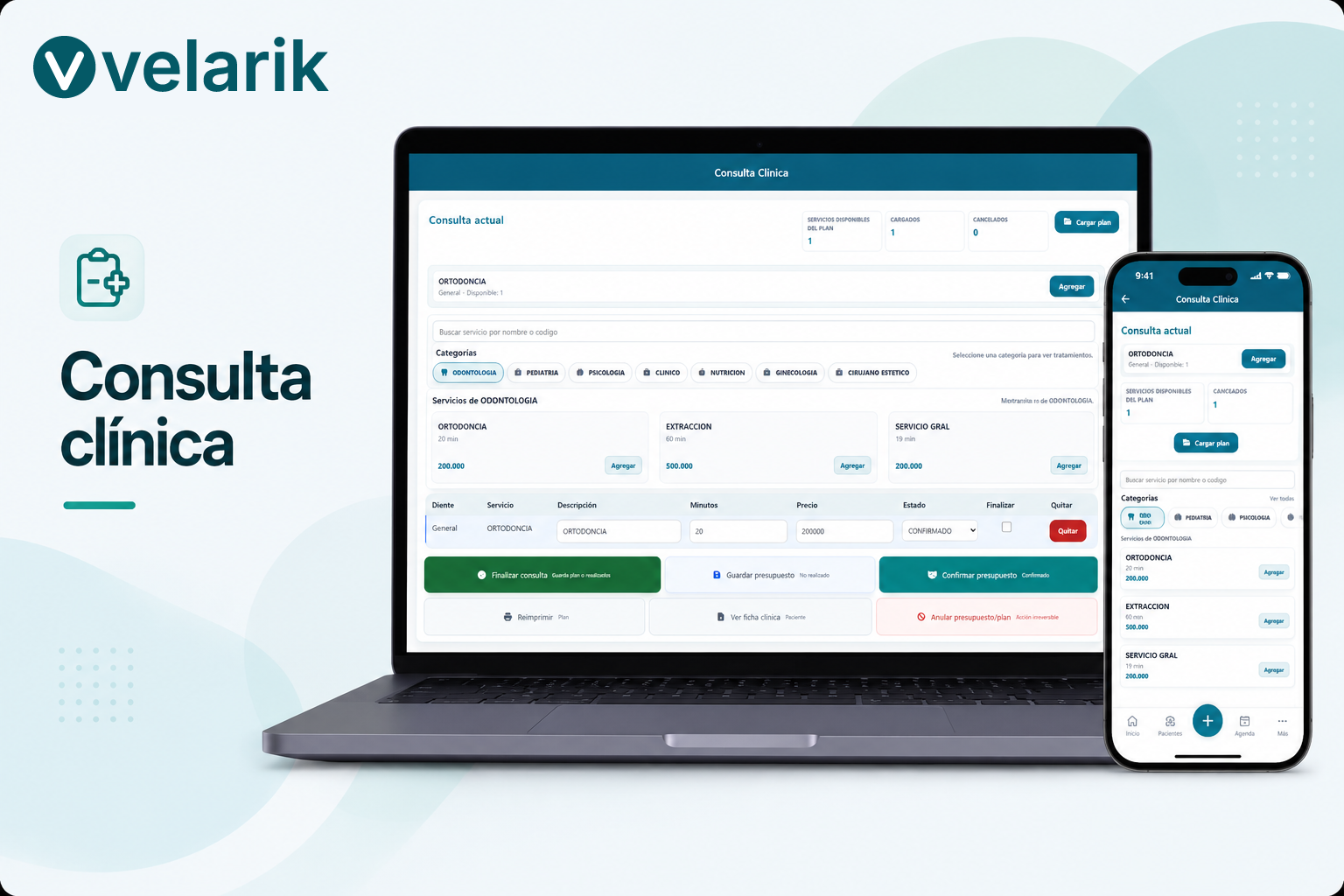 Consulta clínica en Velarik